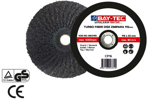 Turbo Fiber Disk Zımpara 180 x 22-23 mm (10/Paket) (200/Koli)